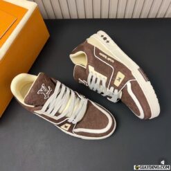Giay LV Trainer Mocha Cream Mau Nau Kem Giày LV Trainer Mocha Cream Màu Nâu Kem