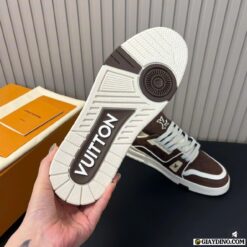 Giay LV Trainer Mocha Cream Nau Kem Giày LV Trainer Mocha Cream Nâu Kem