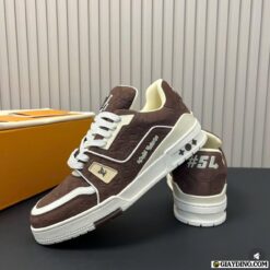 Giay Louis Vuitton LV Trainer Mocha Cream Trang Kem Nau Mocha Giày Louis Vuitton LV Trainer Mocha Cream Trắng Kem Nâu Mocha