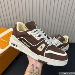 Giay Sneaker LV Trainer Mocha Cream 1ACR5T Mau Nau Kem Giày Sneaker LV Trainer Mocha Cream 1ACR5T Màu Nâu Kem