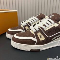 Giay Sneaker LV Trainer Mocha Cream Giày Sneaker LV Trainer Mocha Cream