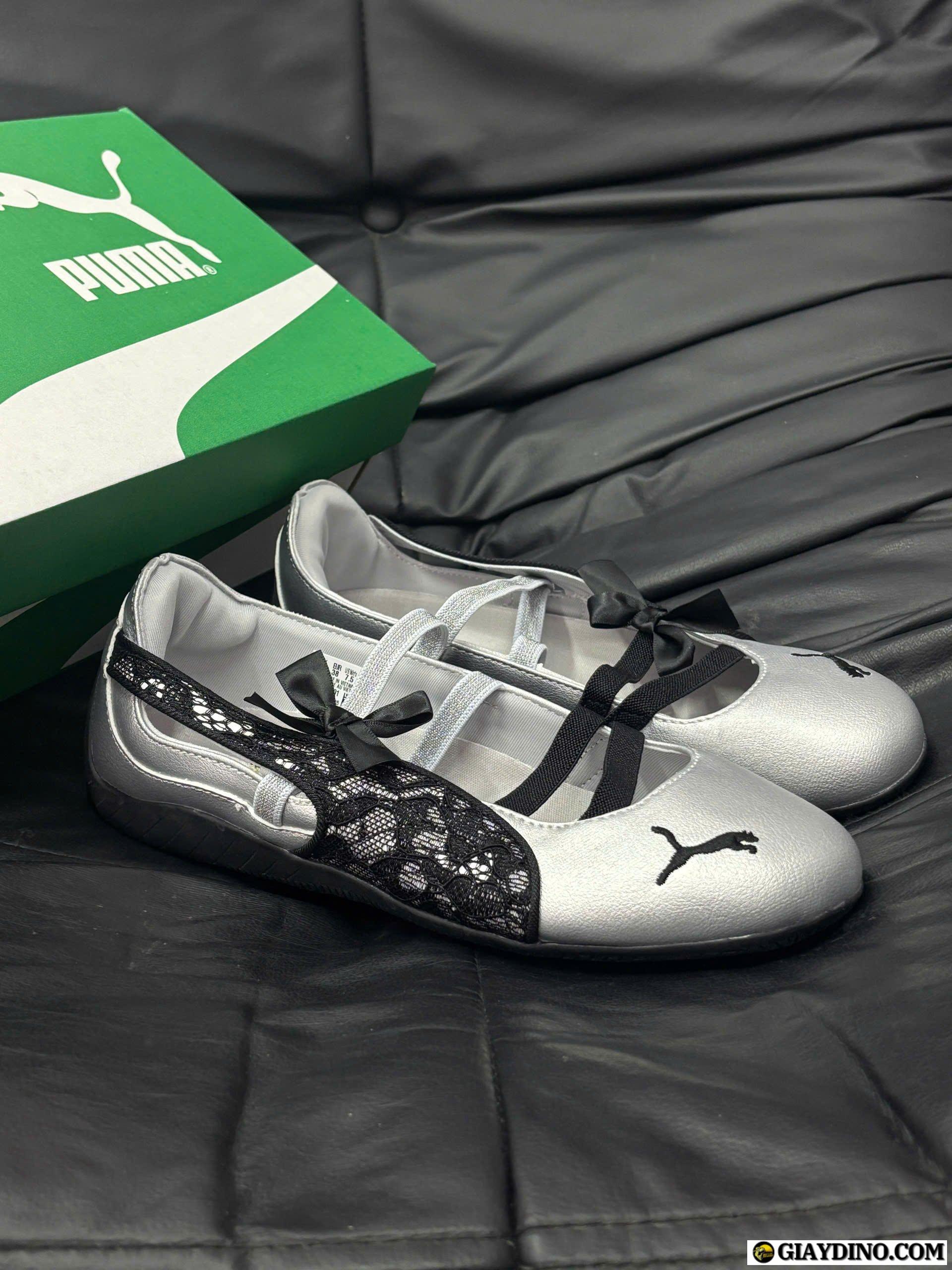 Giày Puma Speedcat Ballet Bạc Đen Ren Silver Black Lace Balletcore Giày Puma Speedcat Ballet Bạc Đen Ren Silver Black Lace Balletcore