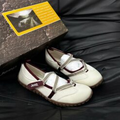 Giay Jeep Mary Jane Beige Red De Cao Su Chong Truot Giày Jeep Mary Jane Low Top Beige Red P651W13111