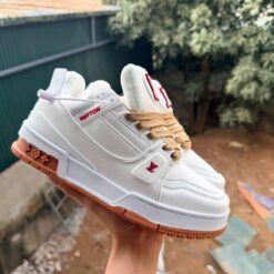 Giay LV Trainer Maxi Phoi Mau Trang Nau Giày LV Trainer Maxi Phối Màu Trắng Nâu