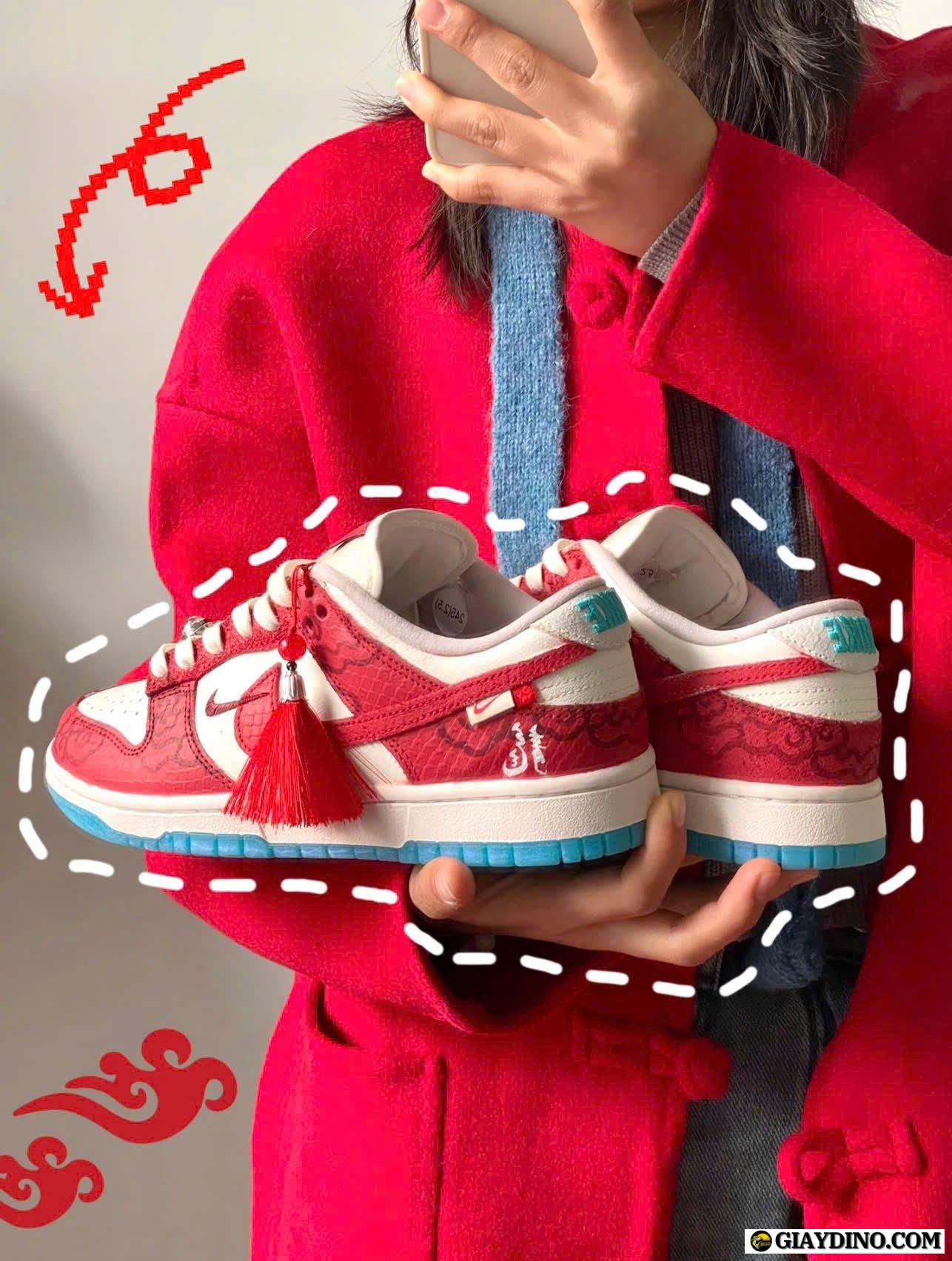 Giày Nike Dunk Low Rồng Đỏ Đế Xanh Dương Giày Nike Dunk Low Rồng Đỏ Đế Xanh Dương