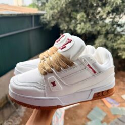 Giay Sneaker LV Trainer Maxi White Brown Ban Day To Giày Sneaker LV Trainer Maxi White Brown Bản Dây To