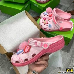 Dep Crocs Classic Loopy Pink Tang Kem Jibbitz Xinh Dép Clog Unisex Crocs Classic Loopy Pink
