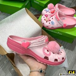 Dep Suc Crocs Hai Ly Loopy Mau Hong Dang Yeu Dép Clog Unisex Crocs Classic Loopy Pink