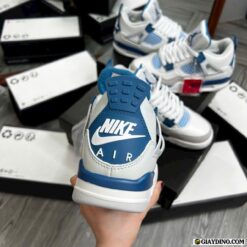 Giay Bong Ro Nike Jordan 4 Retro GS Bkue Grey Giày Bóng Rổ Nike Jordan 4 Retro GS Bkue Grey