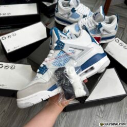 Giay Co Cao Jordan 4 Retro Military Blue White Giày Cổ Cao Jordan 4 Retro Military Blue White