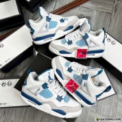 Giay Nike Air Jordan 4 Trang Xam Xanh Duong Giày Nike Air Jordan 4 Trắng Xám Xanh Dương