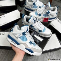 Giay Sneaker Jordan 4 Retro White Blue Gray Giày Sneaker Jordan 4 Retro White Blue Gray