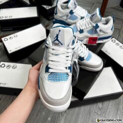 Giay Sneaker Jordan 4 Retro White Blue Trang Xanh Duong Giày Sneaker Jordan 4 Retro White Blue Trắng Xanh Dương