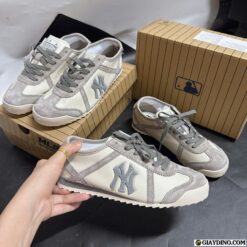 Giay MLB Cheese White NY Yankees Trang Xam Da Lon Giày MLB Cheese White NY Yankees Trắng Xám Da Lộn