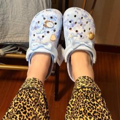 Dep Suc Crocs Love Shack Fancy Xanh Trang Kem Charm Dép Sục Crocs Love Shack Fancy Xanh Trắng Kèm Charm