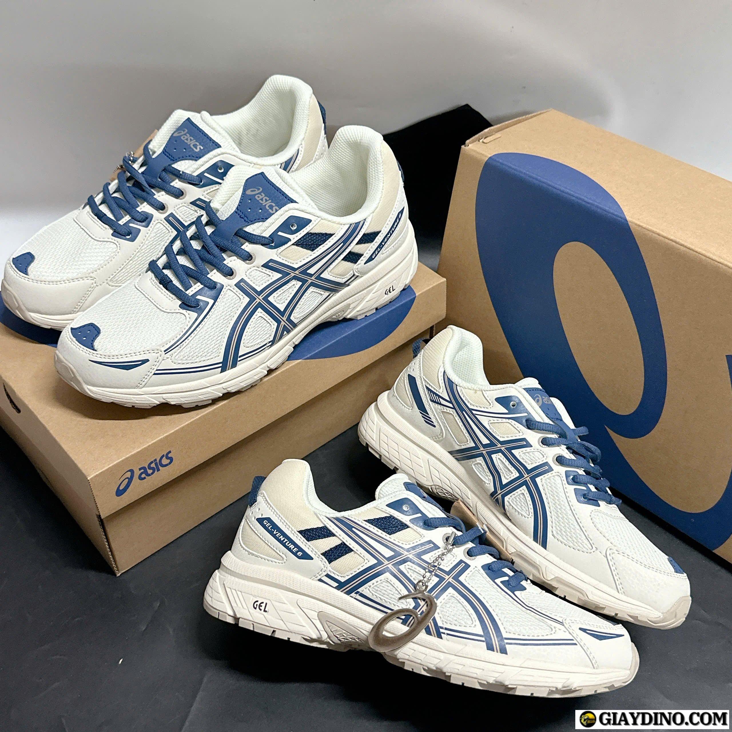 Giày ASICS Gel Venture 6 Cream White Blue Trắng Xanh Navy Giày ASICS Gel Venture 6 Cream White Blue Trắng Xanh Navy