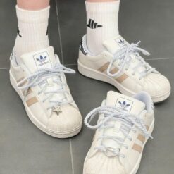 Giay Adidas So Superstar II Pearl White Day Thung Xanh Giày Adidas Superstar II Pearl White Fullbox