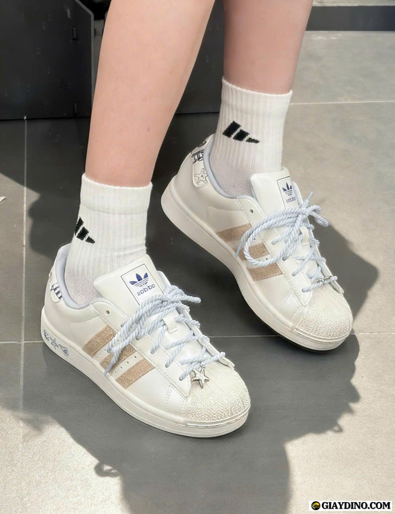 Giày Adidas Superstar II Pearl White Trắng Ngọc Trai Phối Be Giày Adidas Superstar II Pearl White Trắng Ngọc Trai Phối Be