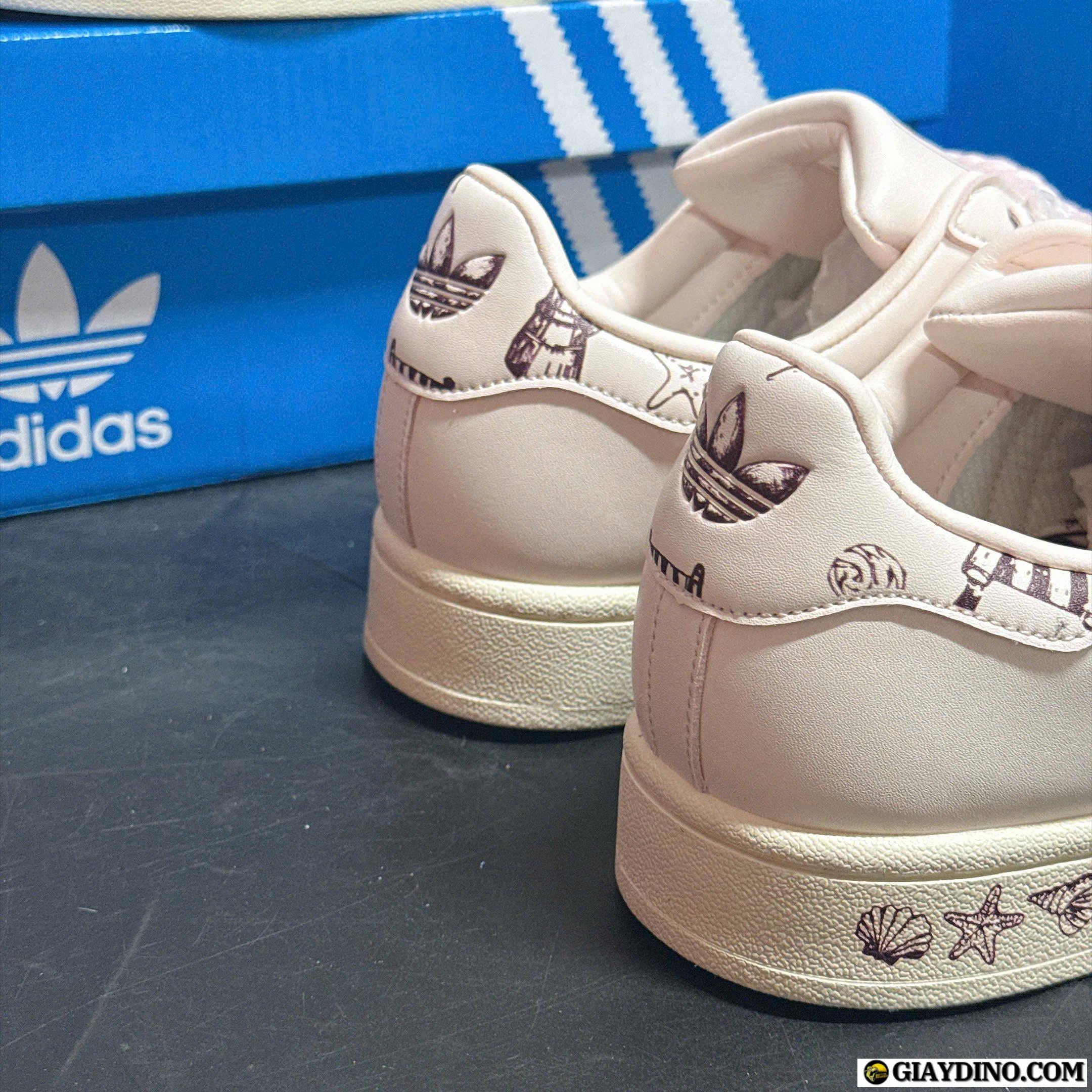 Giay Adidas Superstar II Pink Pastel Brown Charm So Sao Bien Giày Adidas Superstar II Pink Pastel Brown Charm Sò Sao Biển