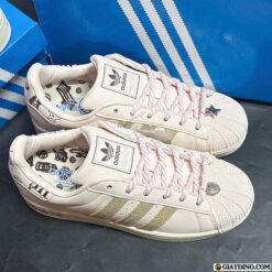 Giay Adidas Superstar II Pink Pastel Brown Day Thung Hong Giày Adidas Superstar II Pink Pastel Brown Dây Thừng Hồng