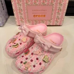 Giay Crocs Classic Love Shack Fancy Classic Clog White Pink Fullbox Giày Crocs Classic Love Shack Fancy Classic Clog White Pink Fullbox
