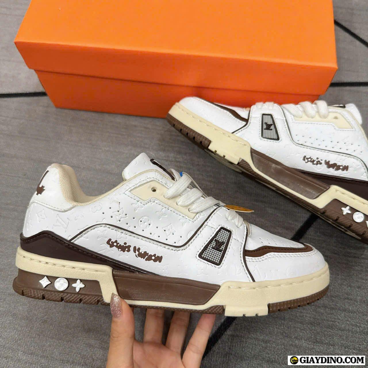 Giày Louis Vuitton LV Trainer White Mocha Brown Giày Louis Vuitton LV Trainer White Mocha Brown