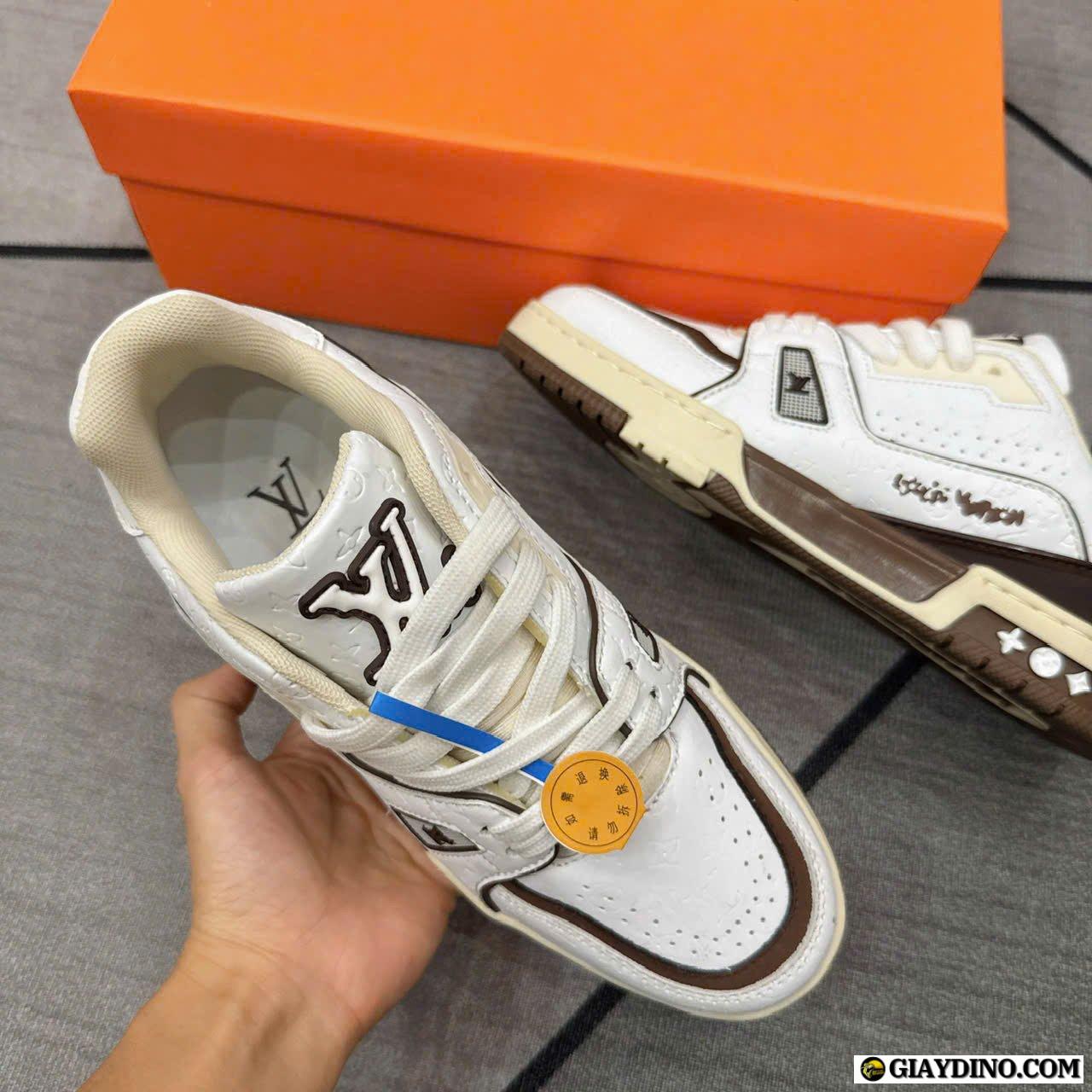Giày Louis Vuitton LV Trainer White Mocha Fullbox Nâu Trắng Giày Louis Vuitton LV Trainer White Mocha Fullbox Nâu Trắng