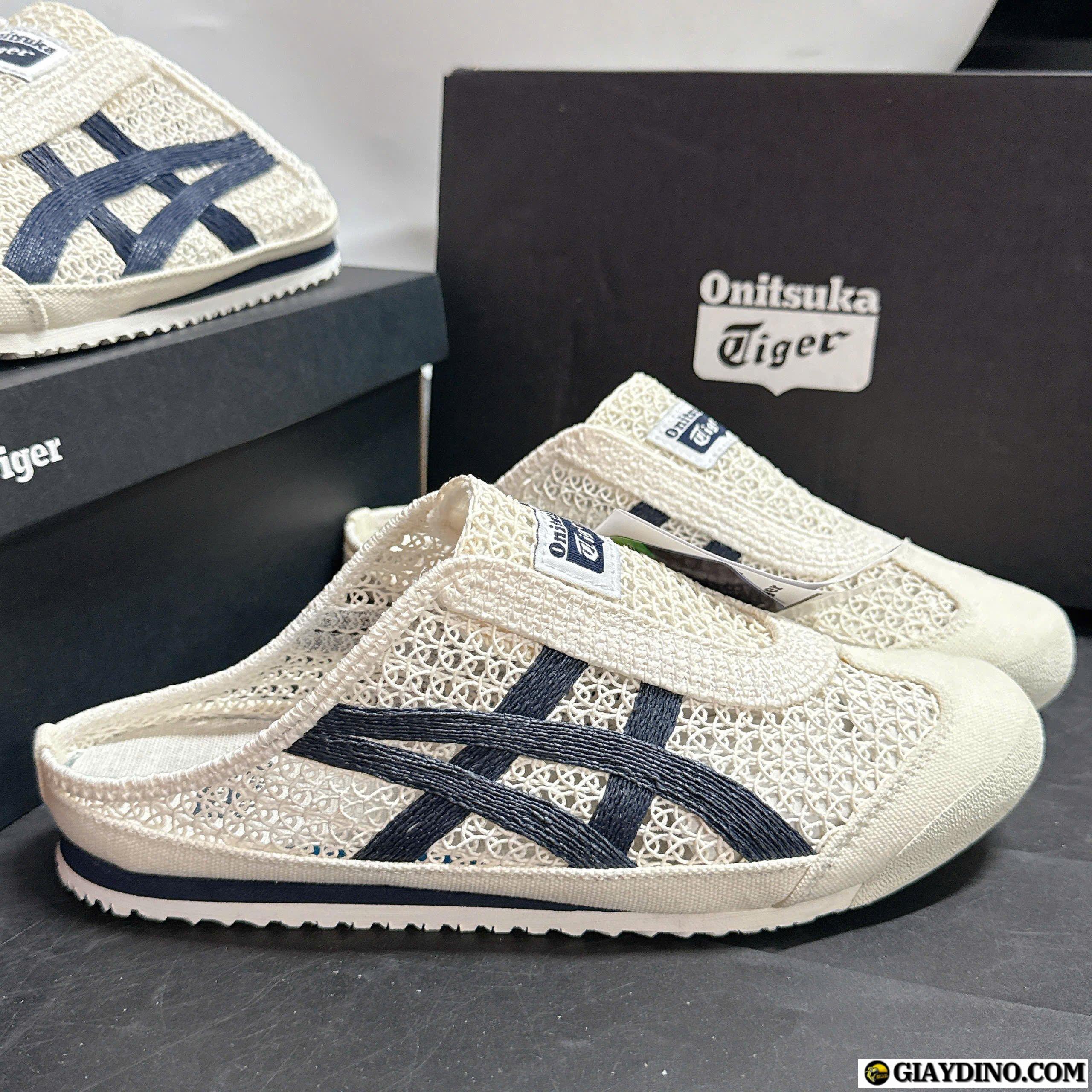 Giày Lười Nam Nữ Onitsuka Tiger Mexico 66 Slip Beige Blue Giày Lười Nam Nữ Onitsuka Tiger Mexico 66 Slip Beige Blue