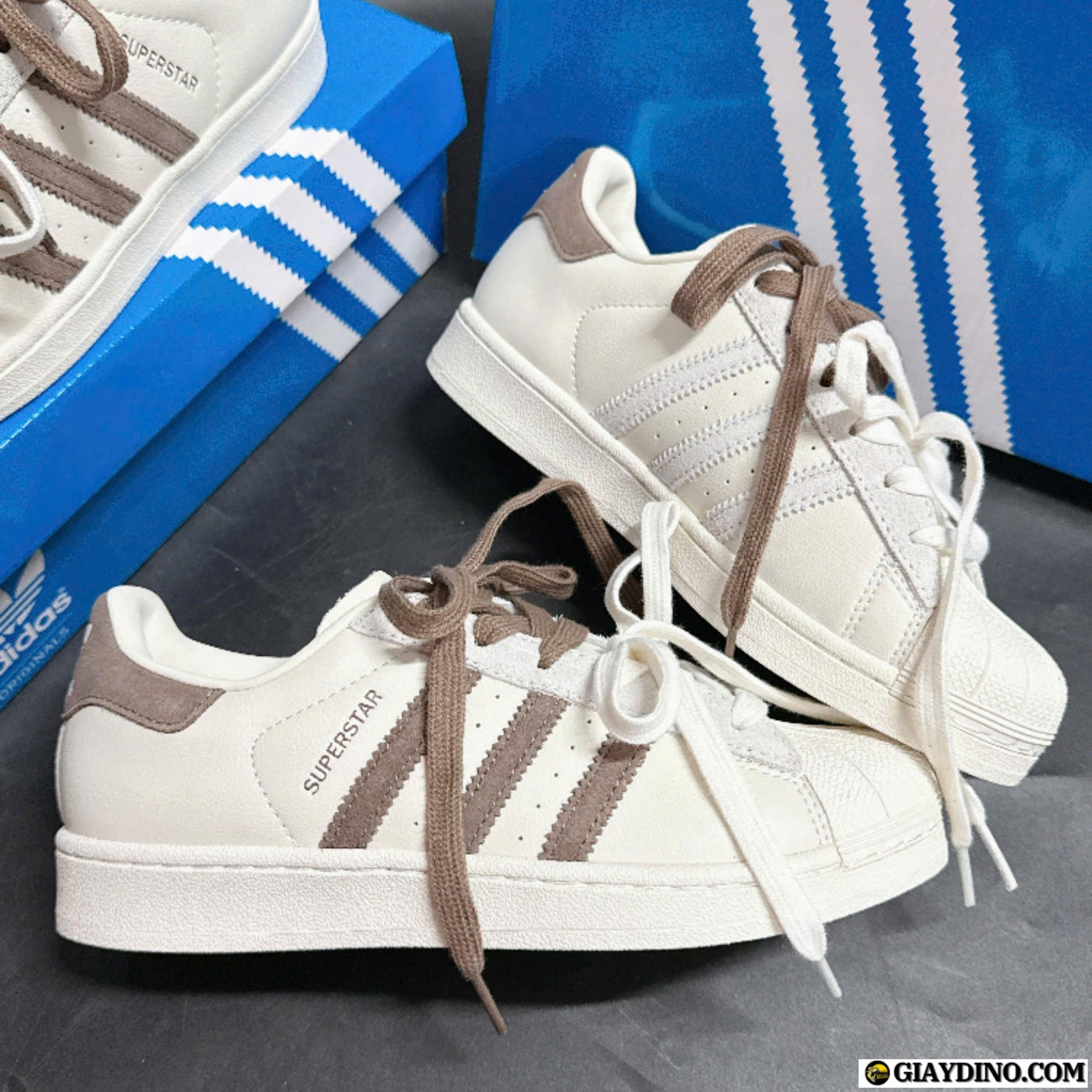 Giày Nữ Adidas Originals Superstar Màu Kem Nâu Giày Nữ Adidas Originals Superstar Màu Kem Nâu
