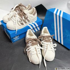 Giay Nu Adidas Superstar II Latte Phoi Day Nau Trang Gia Tot Giày Nữ Adidas Superstar II Latte Phối Dây Nâu Trắng Giá Tốt
