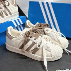 Giay Nu Adidas Superstar Phoi Mau Nau Latte Giày Nữ Adidas Superstar Phối Màu Nâu Latte