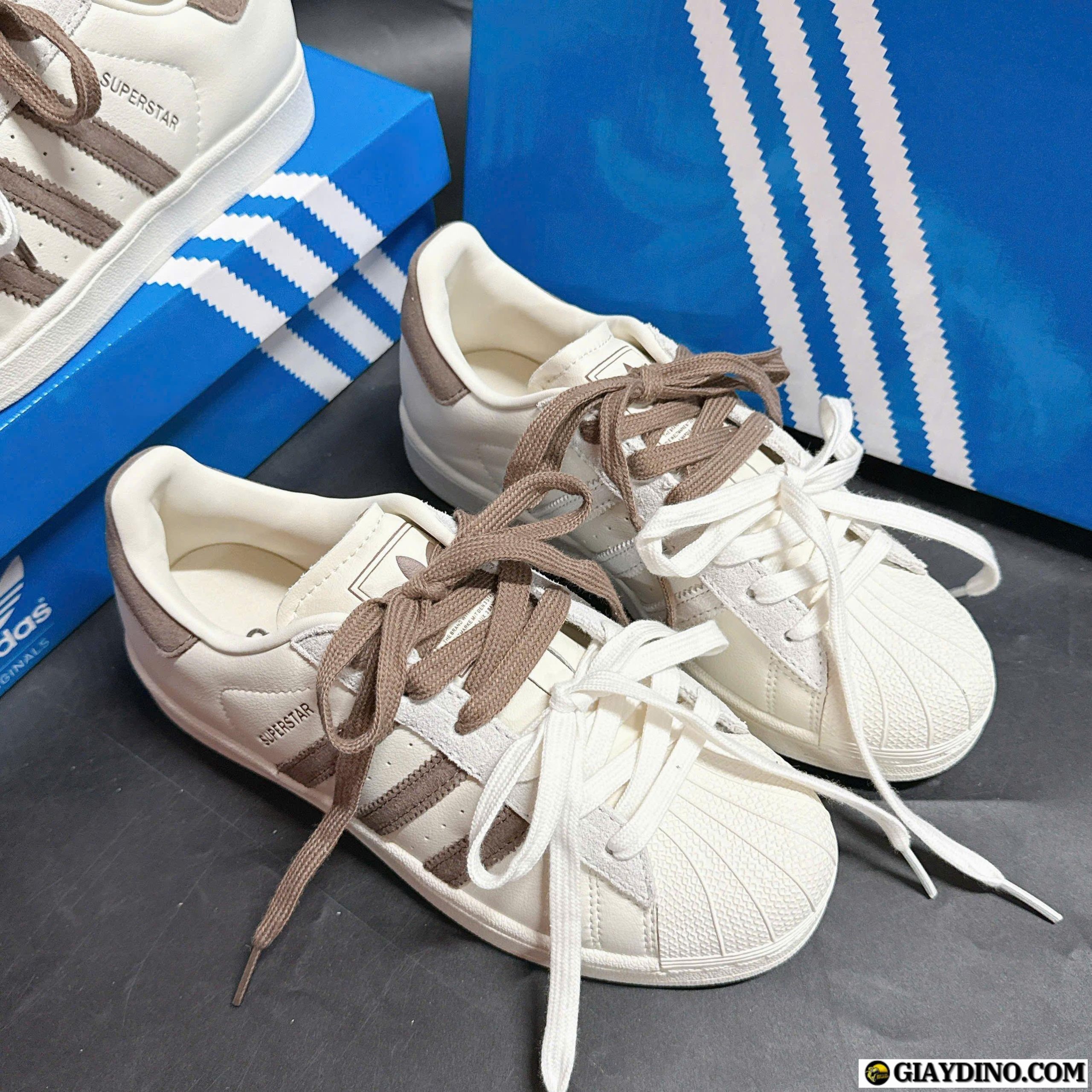 Giày Sneaker Adidas Originals Superstar Mũi Sò Cream Brown Giày Sneaker Adidas Originals Superstar Mũi Sò Cream Brown