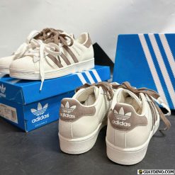 Giay Sneaker Adidas Superstar II Mau Trang Kem Nau Giày Sneaker Adidas Superstar II Màu Trắng Kem Nâu