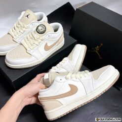 Giay Sneaker Nike Air Jordan 1 Low Dongdan Trang Kem Giày Sneaker Nike Air Jordan 1 Low Dongdan Trắng Kem