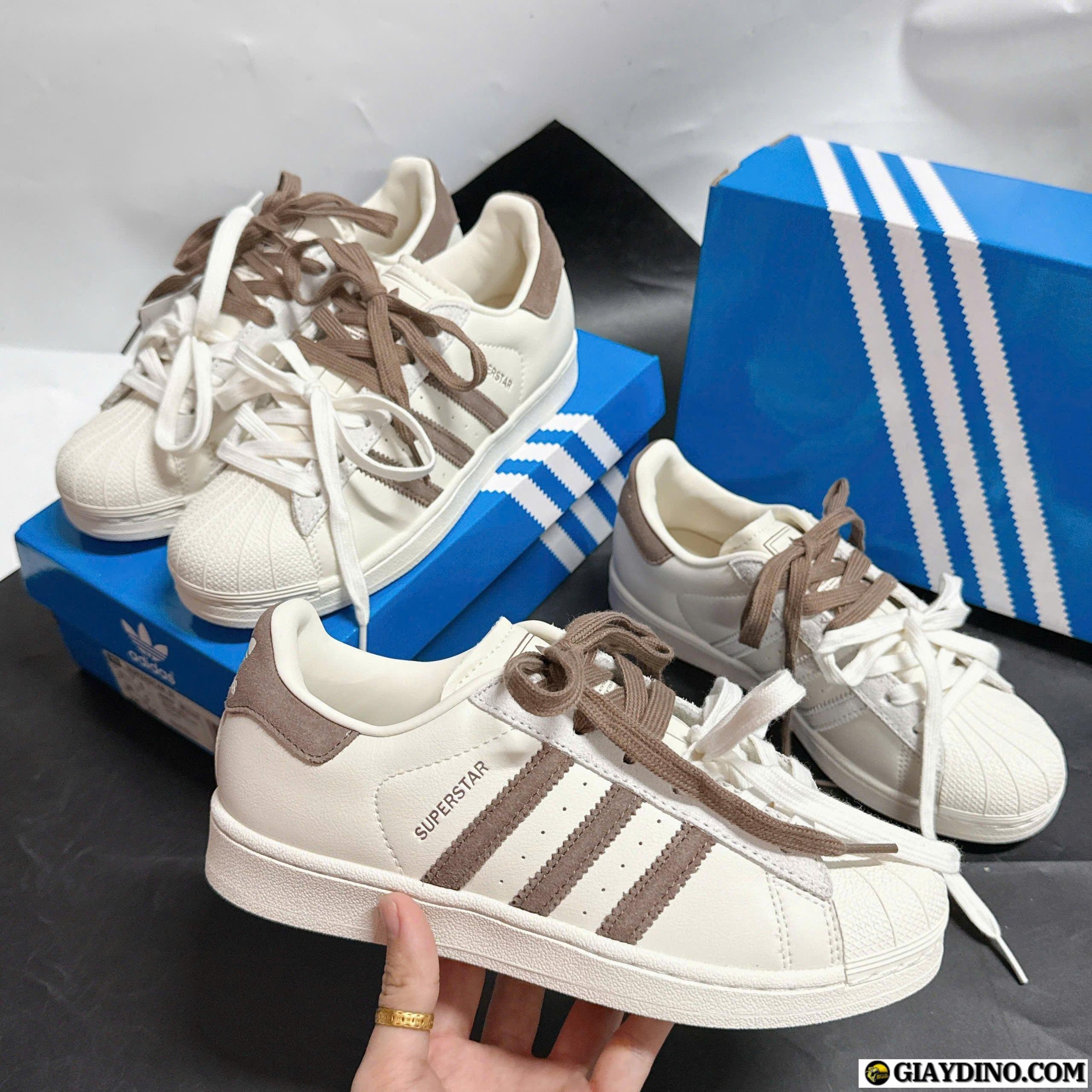 Giày Sneaker Nữ Adidas Originals Superstar II Latte Màu Kem Nâu Hàng Cao Cấp Fullbox Giày Sneaker Nữ Adidas Originals Superstar II Latte Màu Kem Nâu Hàng Cao Cấp Fullbox