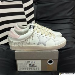 Giay Sneaker Nu Golden Goose Superstar Ban Dinh Day Da Giày Sneaker Nữ Golden Goose Superstar Bản Đính Dây Đá