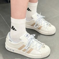 Giay So Superstar II Pearl White Cream Blue Giày Sò Superstar II Pearl White Cream Blue