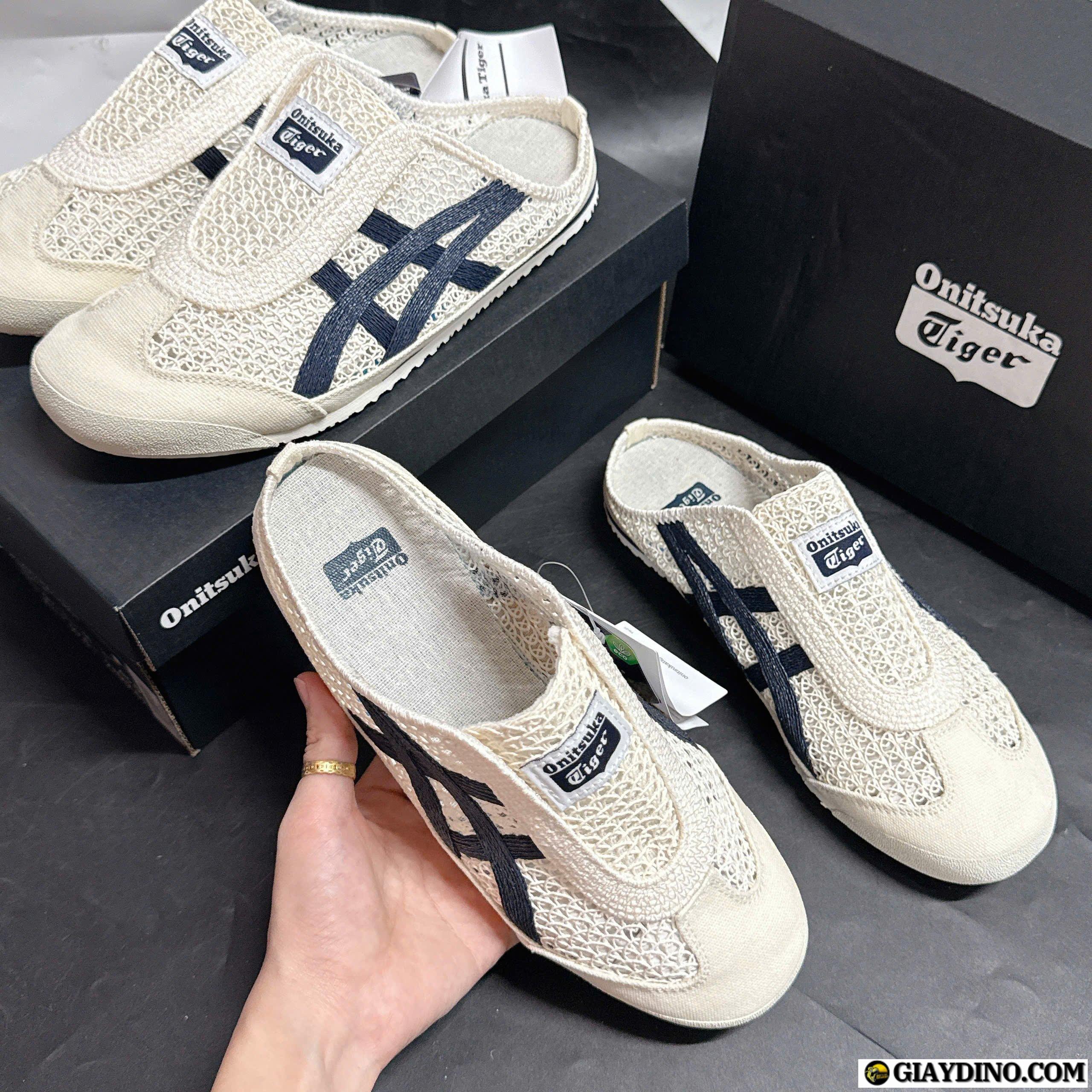 Giày Sục Onitsuka Tiger Mexico 66 Màu Trắng Kem Phối Xanh Navy Giày Sục Onitsuka Tiger Mexico 66 Màu Trắng Kem Phối Xanh Navy