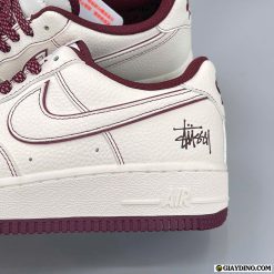Giay AF1 Stussy White Burgundy Trang Do Giày Nike Air Force 1 Low Undefeated Stussy White Red