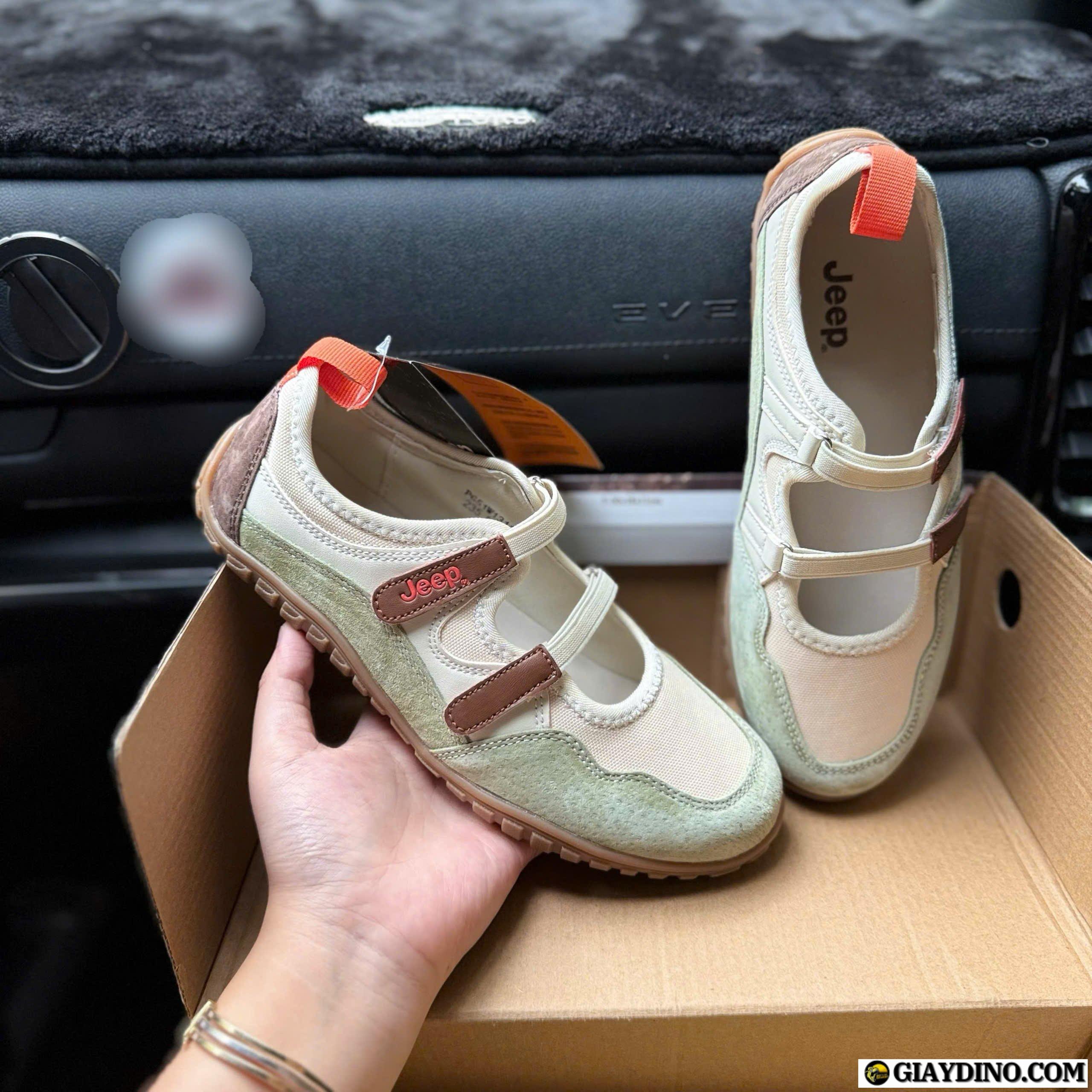 Giày Cổ Thấp Jeep Outdoor Low Top Trắng Xanh Rêu Thiết Kế Quai Dán Giày Cổ Thấp Jeep Outdoor Low Top Trắng Xanh Rêu Thiết Kế Quai Dán