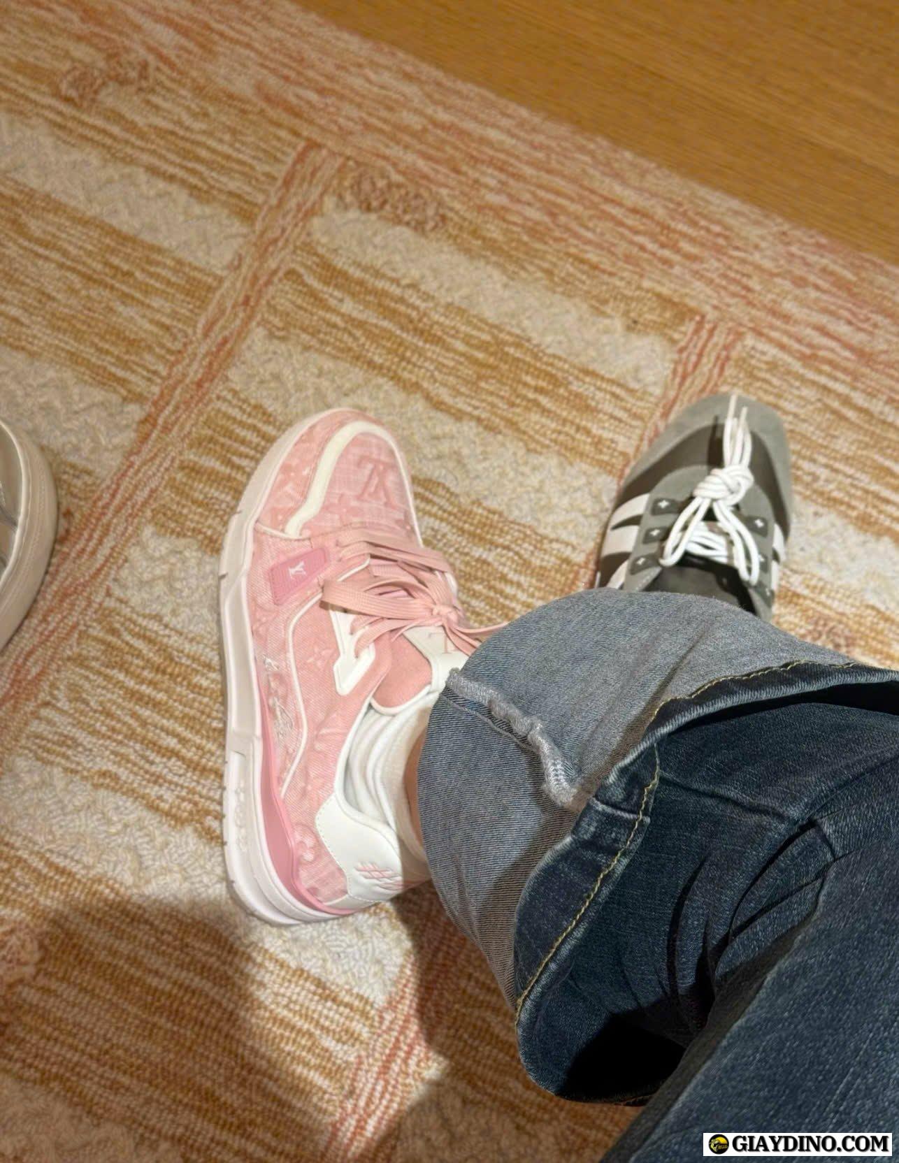 Giay LV Trainer Hong Trang Giày LV Trainer Hồng Trắng Fullbox