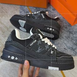 Giay Louis Vuitton LV Trainer Denim Black White Giày Louis Vuitton LV Trainer Denim Black White