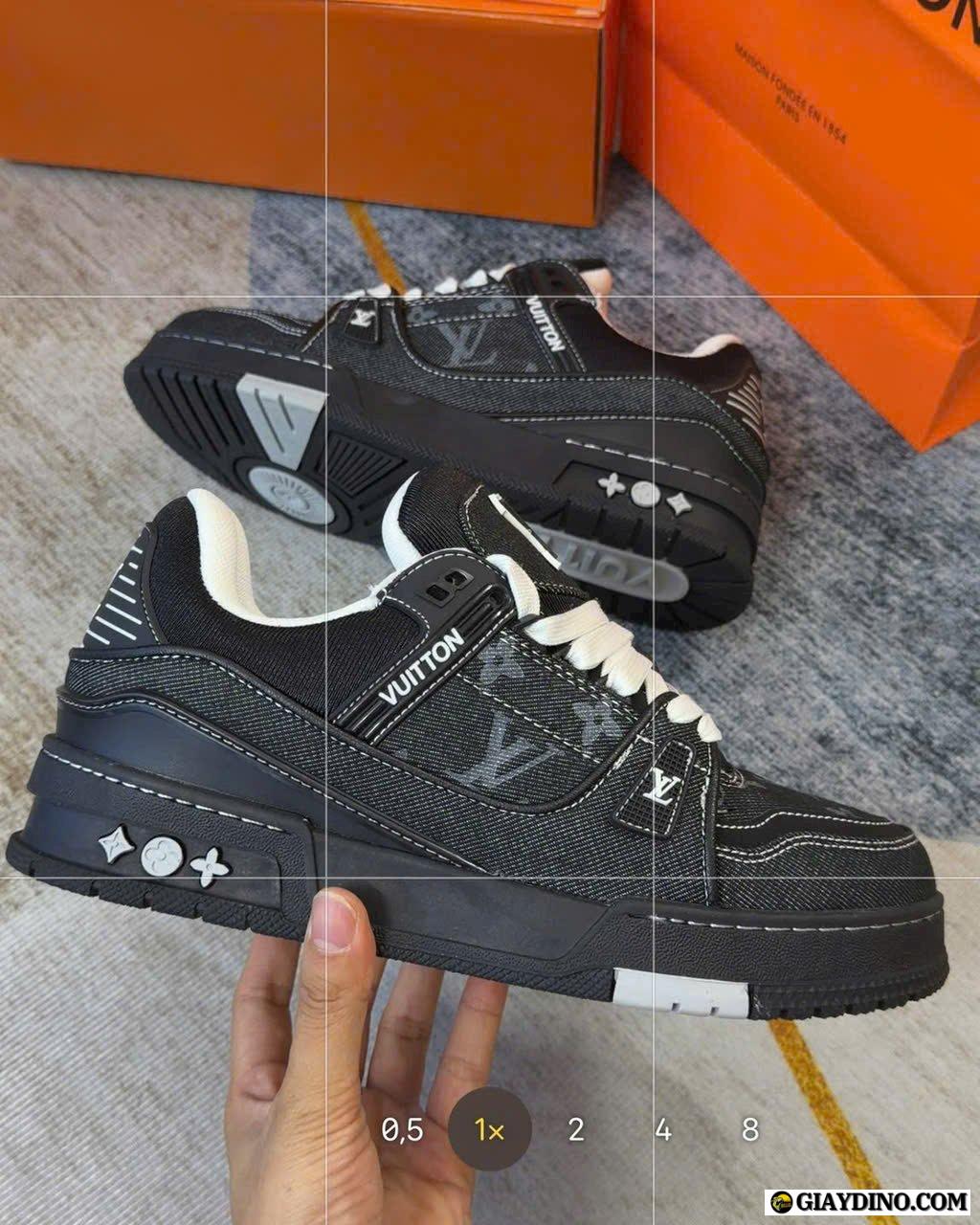 Giày Louis Vuitton LV Trainer Denim Black White Giày Louis Vuitton LV Trainer Denim Black White