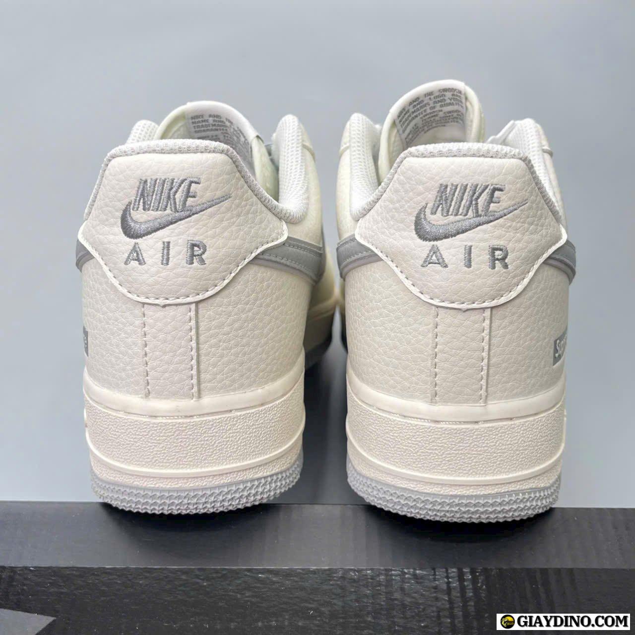 Giày Nike AF1 Supreme Flat White Light Grey Trắng Xám Giày Nike AF1 Supreme Flat White Light Grey Trắng Xám