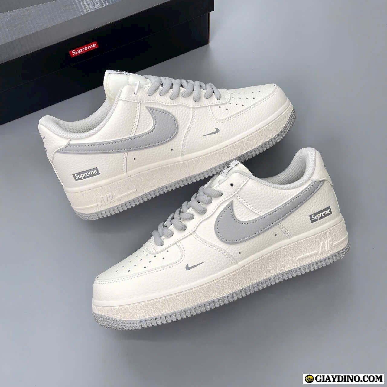 Giày Nike Air Force 1 Supreme Flat White Light Grey Fullbox Giày Nike Air Force 1 Supreme Flat White Light Grey Fullbox