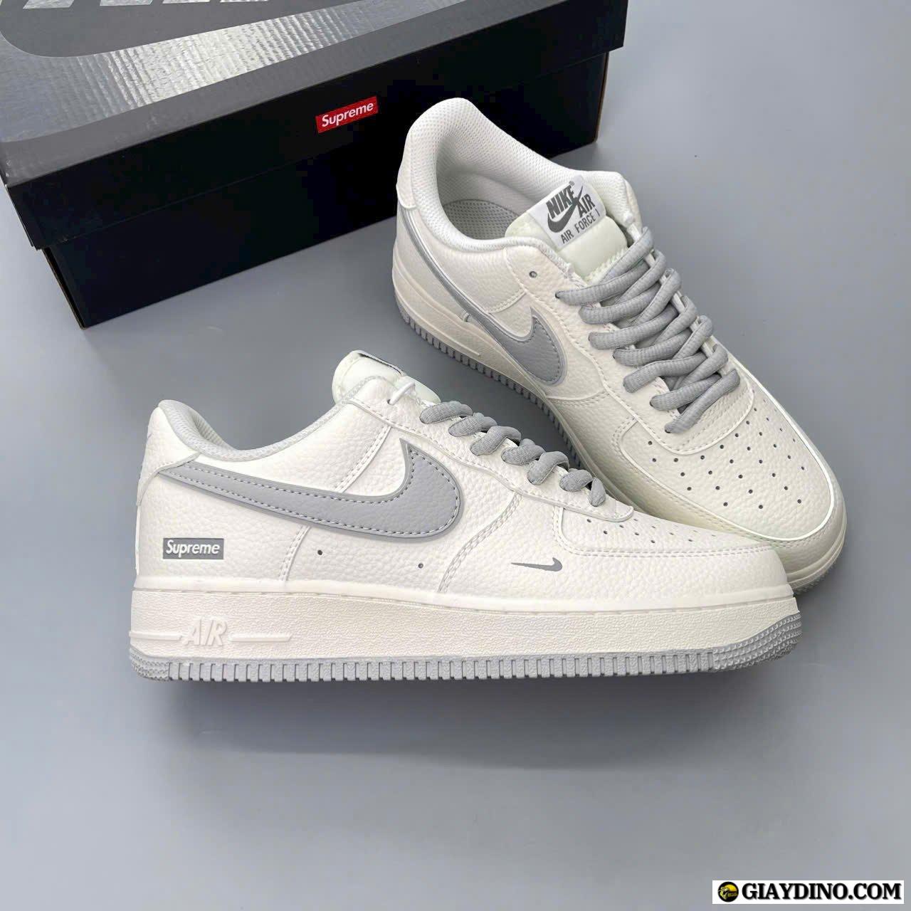 Giày Nike Air Force 1 Supreme Trắng Xám Giày Nike Air Force 1 Supreme Trắng Xám