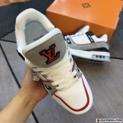 Giay Sneaker Louis Vuitton LV Trainer Trang Den Do Hoa Tiet Monogram Giày Sneaker Louis Vuitton LV Trainer Trắng Đen Đỏ Họa Tiết Monogram