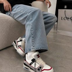 Giay Sneaker Nam Nu Louis Vuitton LV Trainer Trang Den Phoi Vien Do Giày Sneaker Nam Nữ Louis Vuitton LV Trainer Trắng Đen Phối Viền Đỏ