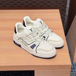 Giay The Thao Louis Vuitton LV Trainer 54 Trang Xanh navy Fullbox Giày Thể Thao Louis Vuitton LV Trainer 54 Trắng Xanh navy Fullbox