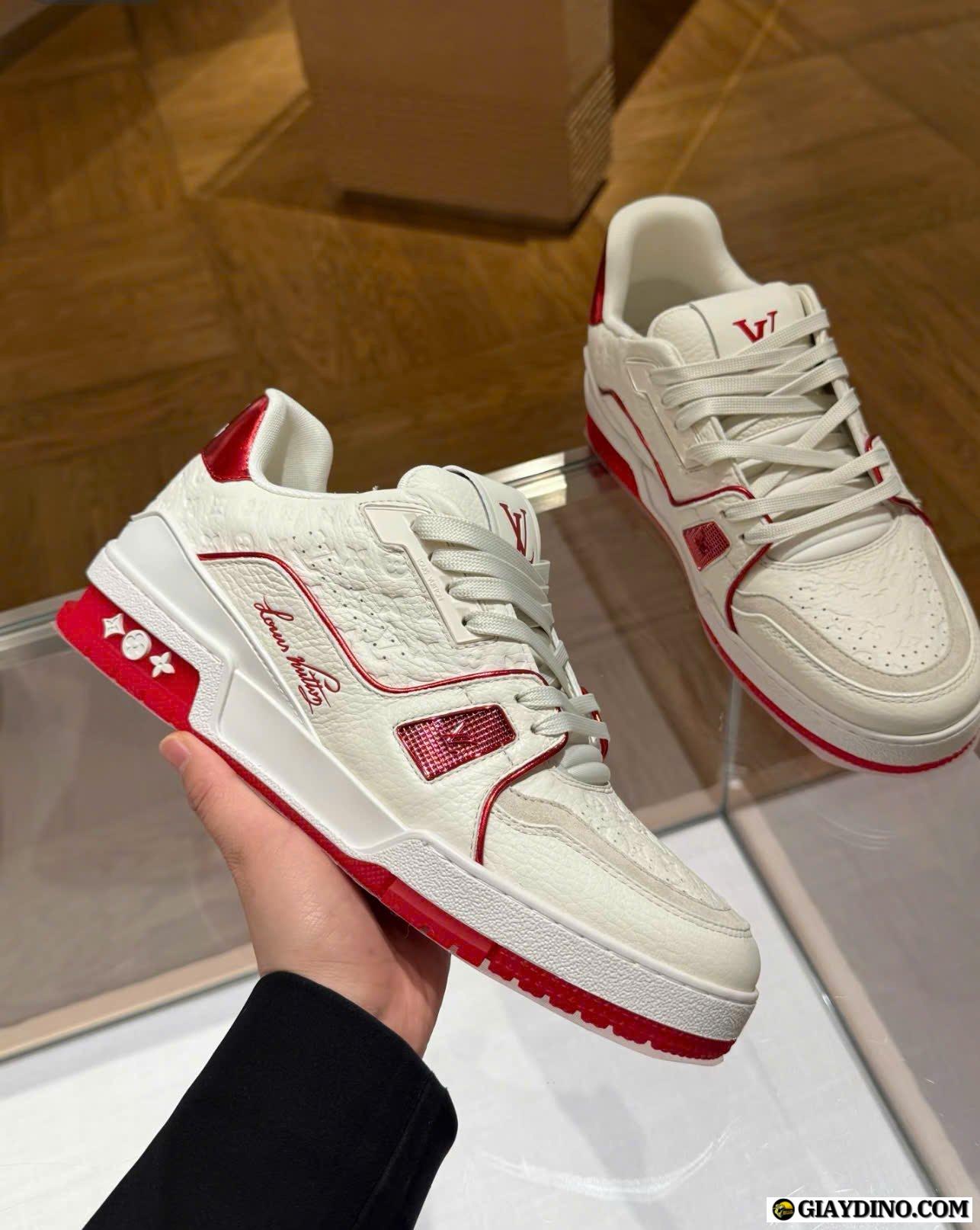 Giày Thể Thao Nam Nữ Louis Vuitton LV Trainer 54 Trắng Đỏ Cao Cấp Giày Thể Thao Nam Nữ Louis Vuitton LV Trainer 54 Trắng Đỏ Cao Cấp